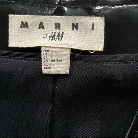 Marni x H&M Baseball Jacket bomber black patent leather navy knit Utility S 6 4 - Picture 4 of 5